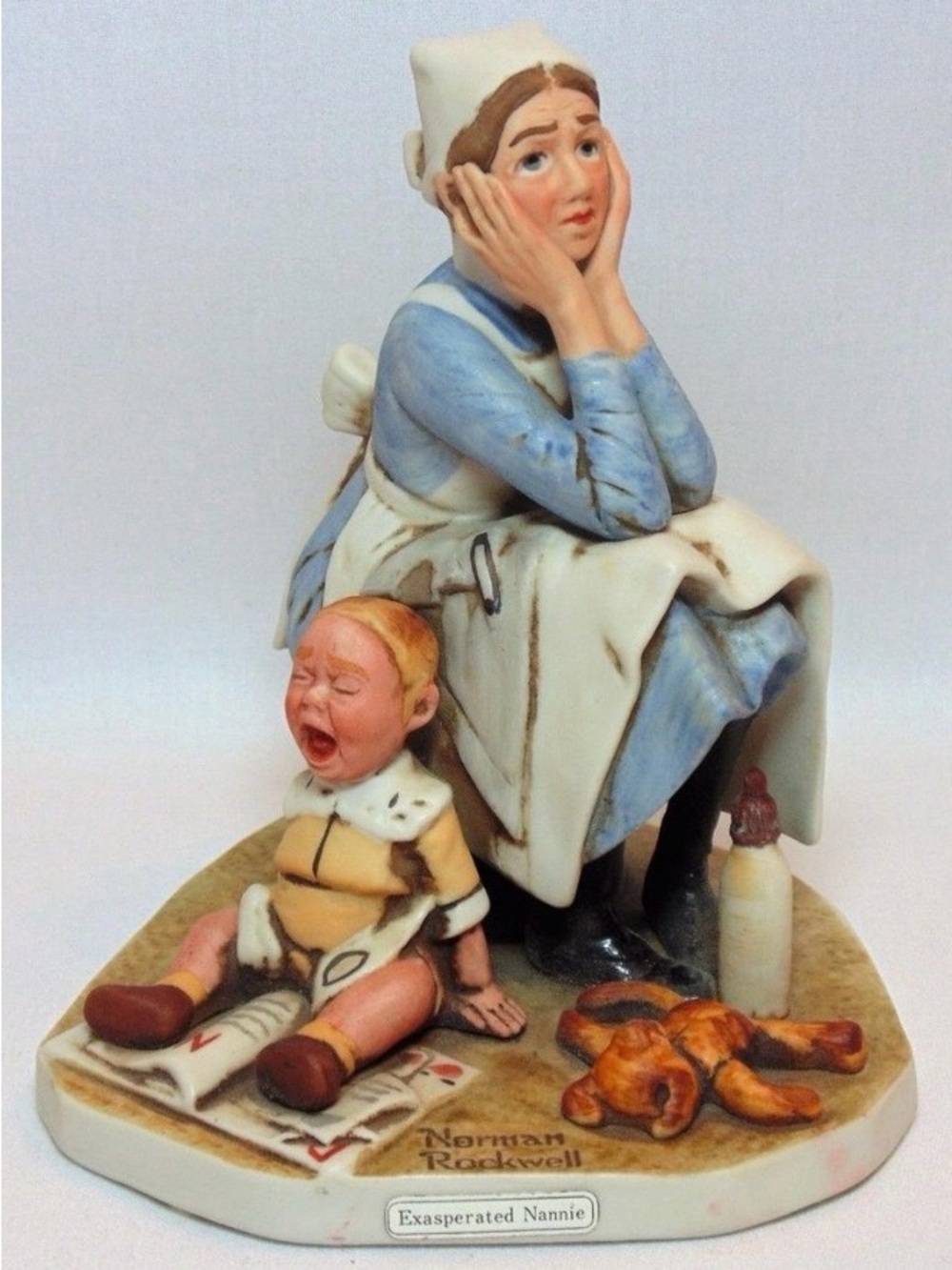Norman Rockwell Exasperated Nannie Figurine Post 1936 Dave Grossman Design 1980